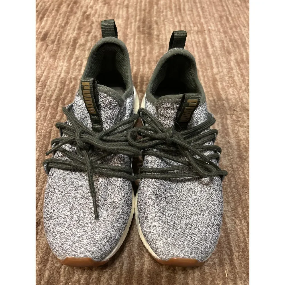 Women's Puma Nrgy Neko‎ Knit Sneakers Olive Green Gray Size 6